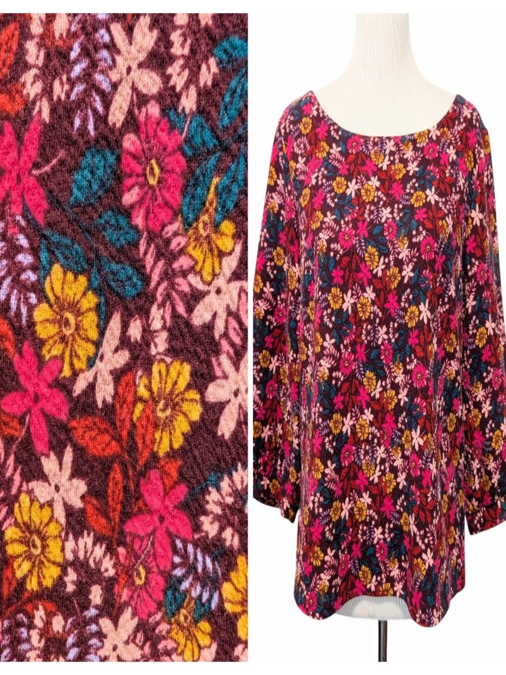Maeve Anthropologie Womens Sz L Decatur Multicolor Floral 3/4 Balloon Sleeve Top